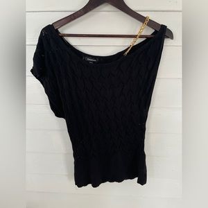 Black Off-The-Shoulder With Gold Chain Bebe Top